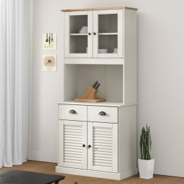 Highboard VIGO White 78x40x175 cm Solid Wood Pine