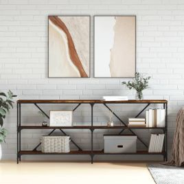 Console Table Smoked Oak 180x30x75 cm Engineered Wood and Iron