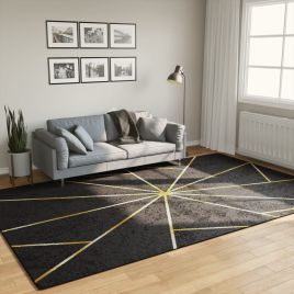 Rug Washable Black and Gold 190x300cm Anti Slip