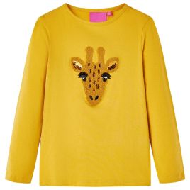 Kids' T-shirt with Long Sleeves Dark Ochre 128