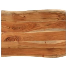 Table Top 80x60x3.8 cm Rectangular Solid Wood Acacia Live Edge