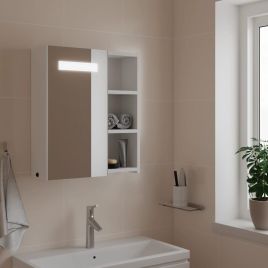 Bathroom Mirror Cabinet with LED Light White 45x13x52 cm