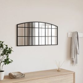 Wall Mirror Black 80x40cm Arch Iron