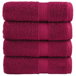 SOLMERE Premium Wash Towels 4Pieces Bordeaux 30x30cm 600gsm
