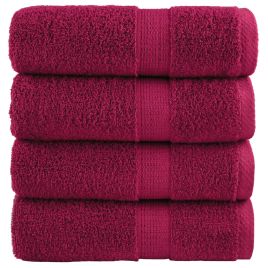SOLMERE Premium Guest Towels 4Pieces Bordeaux 30x50cm 600gsm