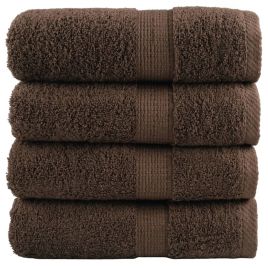 SOLMERE Premium Guest Towels 4Pieces Brown 30x50cm 600gsm