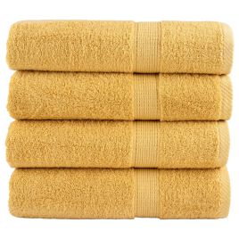 SOLMERE Premium Shower Towels 4Pieces Gold 70x140cm 600gsm
