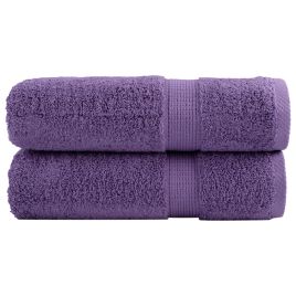 SOLMERE Premium Hand Towels 2 Pieces Purple 50x100 cm 600 gsm