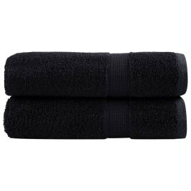 SOLMERE Premium Hand Towels 2 Pieces Black 50x100 cm 600 gsm