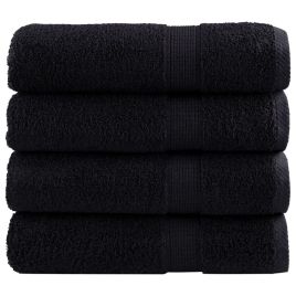 SOLMERE Premium Shower Towels 4 Pieces Black 70x140 cm 600 gsm