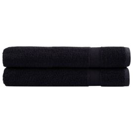 SOLMERE Premium Towels 2 Pieces Black 100x200 cm 600 gsm