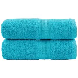 SOLMERE Premium Guest Towels 2 Pieces Turquoise 30x50 cm 600 gsm