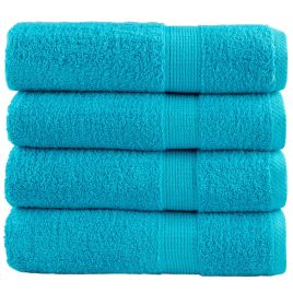 SOLMERE Premium Shower Towels 4 Pieces Turquoise 70x140 cm 600 gsm