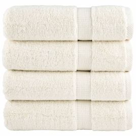 SOLMERE Premium Hand Towels 4 Pieces Cream 50x100 cm 600 gsm