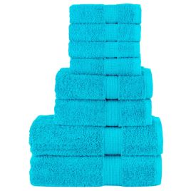 SOLMERE 8 Piece Premium Towel Set Turquoise 600 gsm