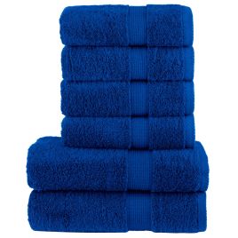 SOLMERE 6 Piece Premium Towel Set Blue 600 gsm