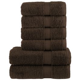 SOLMERE 6 Piece Premium Towel Set Brown 600 gsm