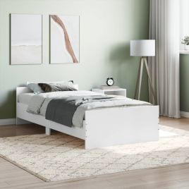 Bed Frame White 90x190 cm Single Engineered Wood