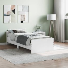 Bed Frame White 75x190 cm Small Single Engineered Wood