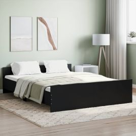 Bed Frame with Headboard and Footboard Black 150x200 cm King Size