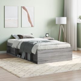Bed Frame Grey Sonoma 100x200 cm