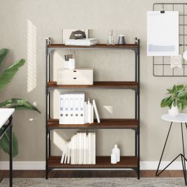 Bookcase 4-Tier Brown Oak 80x30x120 cm Engineered Wood