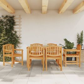 7 Pcs Garden Dining Set Solid Wood Teak