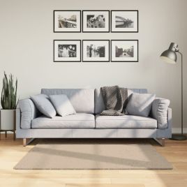 Rug HUARTE Short Pile Soft and Washable Sand 120x120 cm