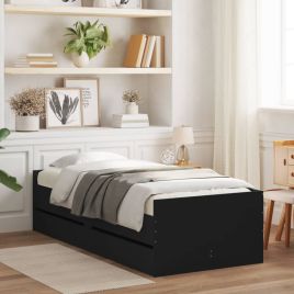 Bed Frame with Drawers Black 90x190 cm Single