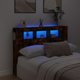 LED Headboard Smoked Oak 140x18.5x103.5cm Engineered Wood