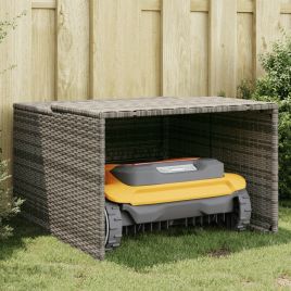 Robot Mower Garage Grey 86x90x52/57 cm Poly Rattan