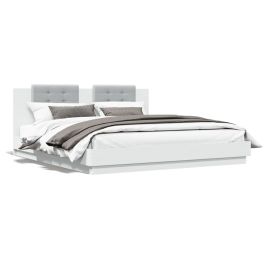 Bed Frame with Headboard White 180x200 cm Super King Engineered Wood