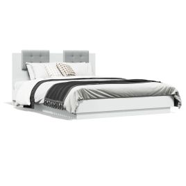 Bed Frame with Headboard White 140x200 cm Engineered Wood