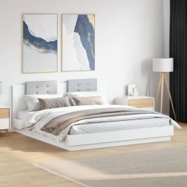 Bedframe with LED White 180x200cm Super King