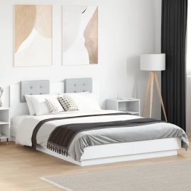 Bedframe with LED White 120x200cm