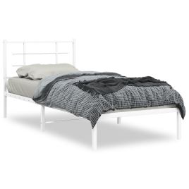 Metal Bed Frame with Headboard White 90x190 cm Single