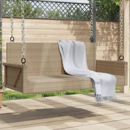 Swing Bench Beige 119x56x48 cm Poly Rattan
