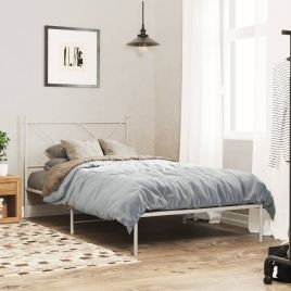 Metal Bedframe with Headboard White 100x200cm
