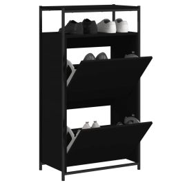 Shoe Cabinet Black 60x34x112 cm Engineered Wood