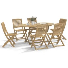 7 Piece Garden Dining Set Solid Wood Acacia