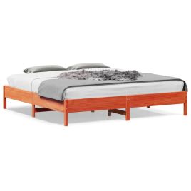 Bedframe Wax Brown 200x200cm Solid Wood Pine