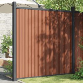 Fence Panel with 2 Posts Brown 180x186 cm WPC