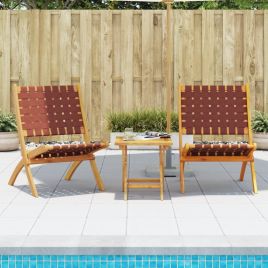 Folding Garden Chairs 2 pcs Red Solid Wood Acacia and Fabric