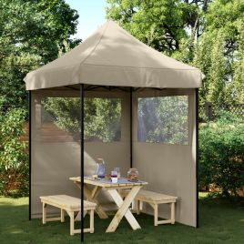 MOWICK Foldable Party Tent Pop-Up with 2 Sidewalls Taupe