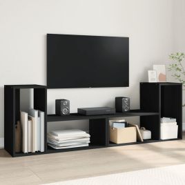 TV Cabinets 2 pcs Black 75x30x50 cm Engineered Wood