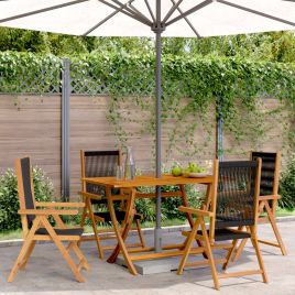 Reclining Garden Chairs 4 Pieces Black Solid Wood Acacia