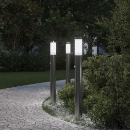TONGLEN Bollard Lights with Sensor 3pcs 80 cm Stainless IP44 Steel