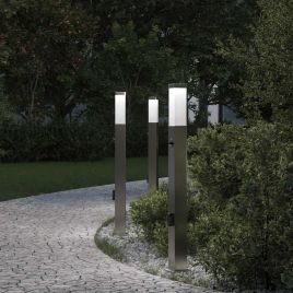 TONGLEN Bollard Lights with Sensor and Outlet 3 pcs 80 cm Stainless IP44 Steel