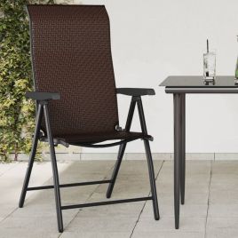 Folding Garden Chairs 4 Pieces Brown Poly Rattan