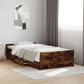 Bedframe with Drawers Smoked Oak 75x190cm Small Single